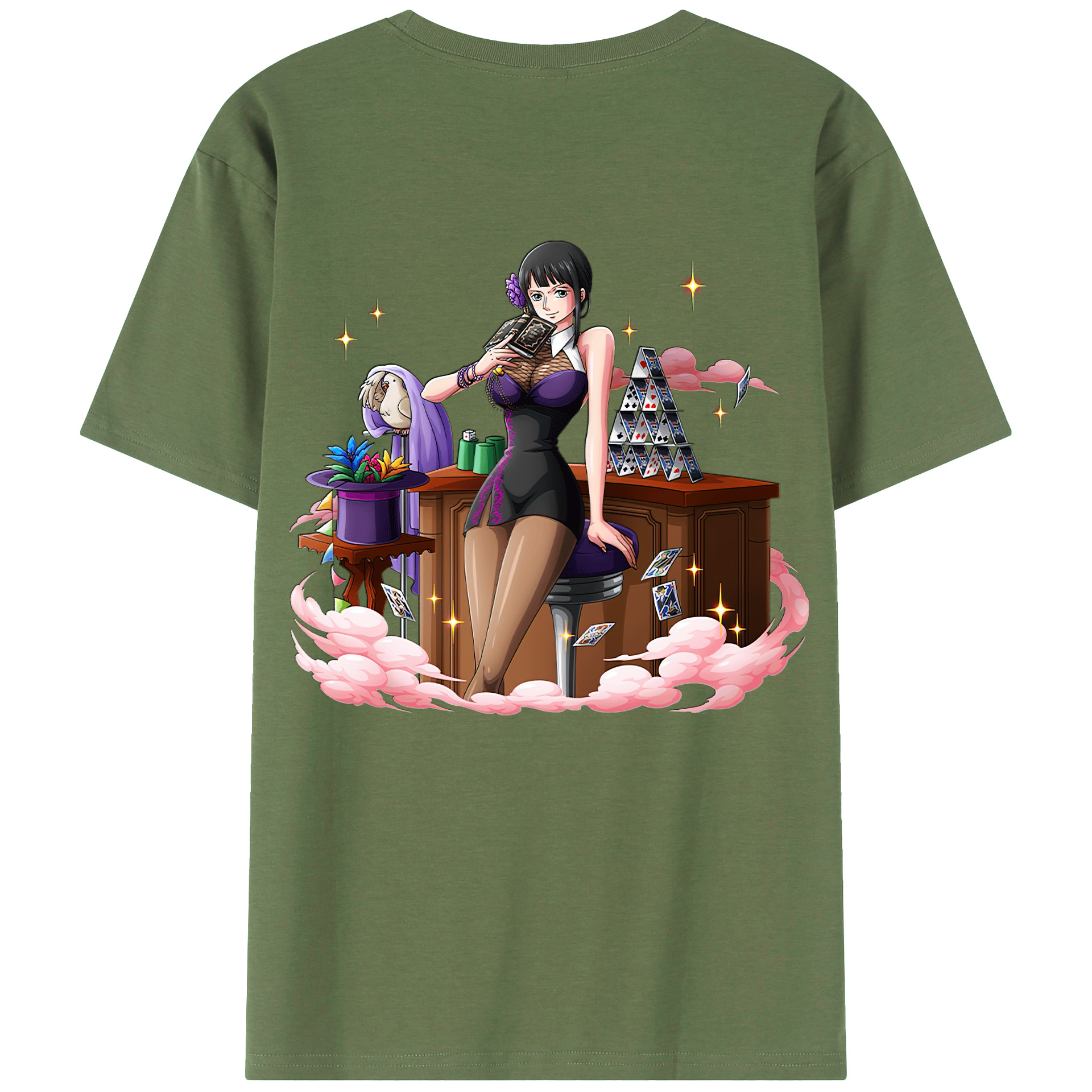 ワンピース ニコ・ロビン ONE PIECE Nico Robin 綿100％ メンズ半袖Tシャツ（バックプリント） 通気性